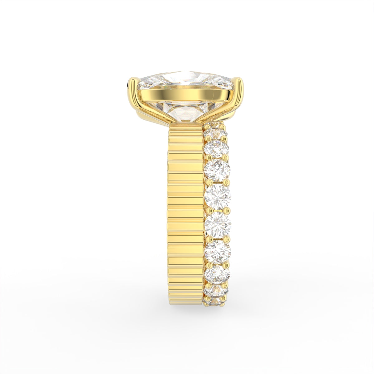 Sterling Silver Emerald Diamond Ring — 3D / RIGHT