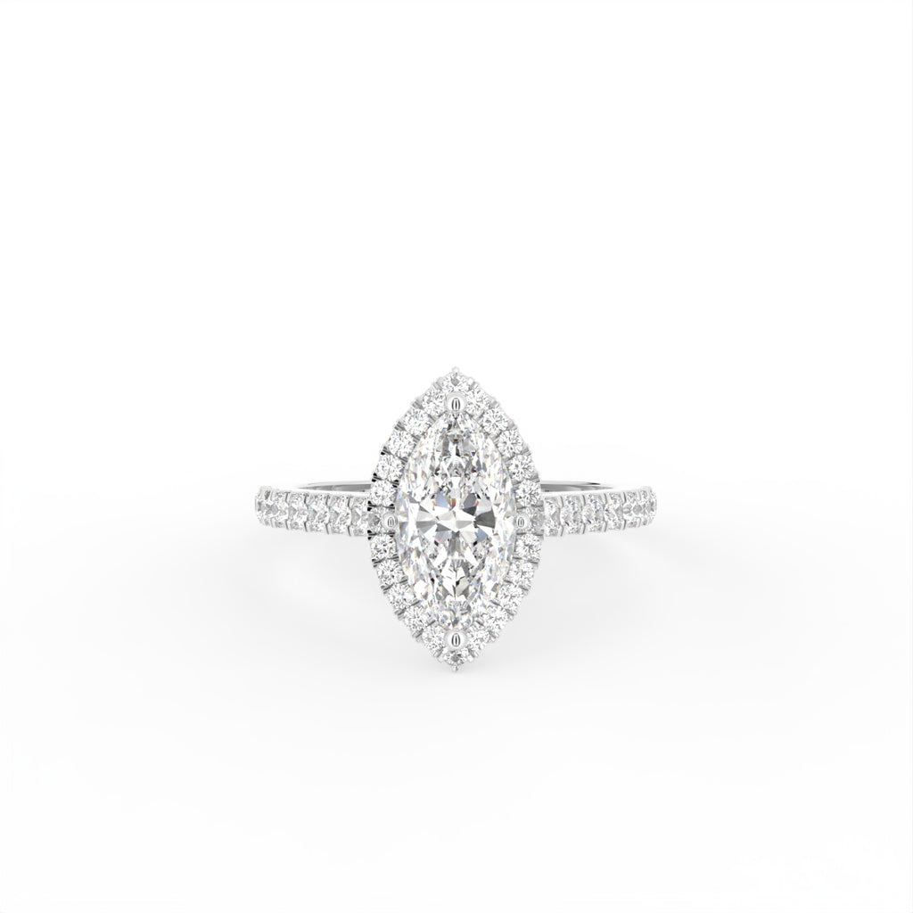 18K Halo Marquise Diamond Engagement Ring — TOP