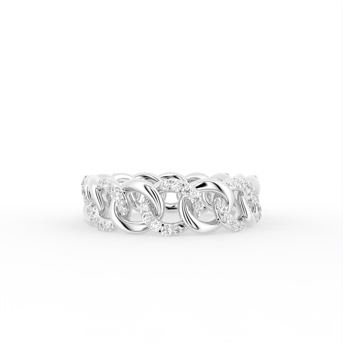 18K Yellow Gold Round Chain Link Diamond Ring — TOP