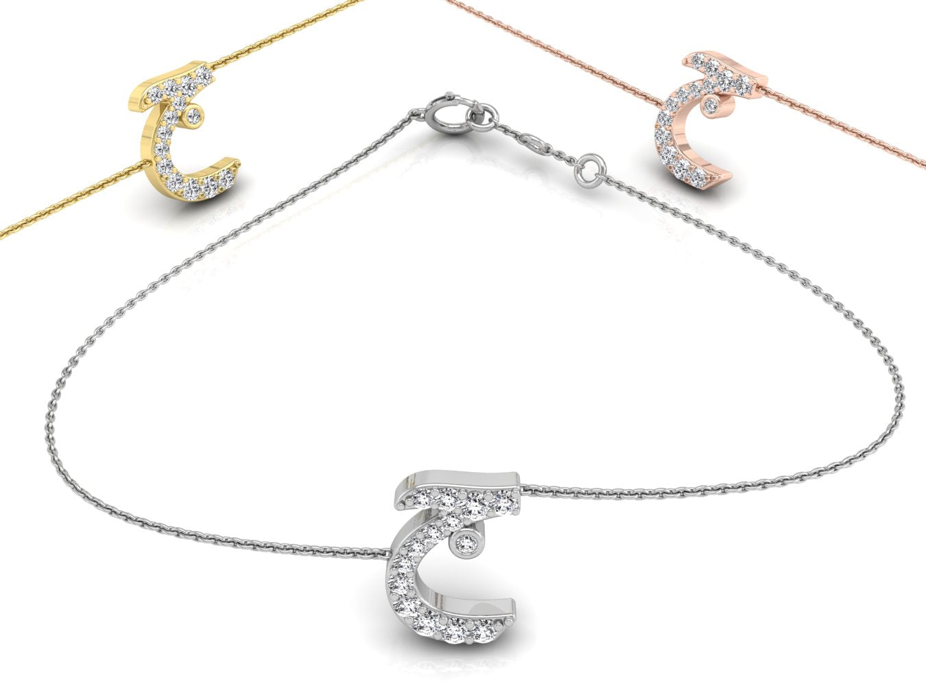 18K Arabic Alphabet Diamond Bracelet — 3 COLOR