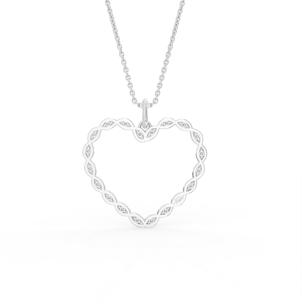 18K Heart Round Diamond Pendant — BACK