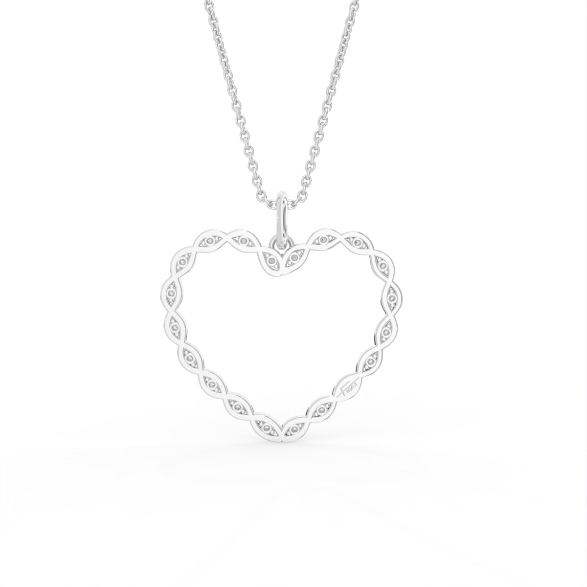 18K Heart Round Diamond Pendant — BACK