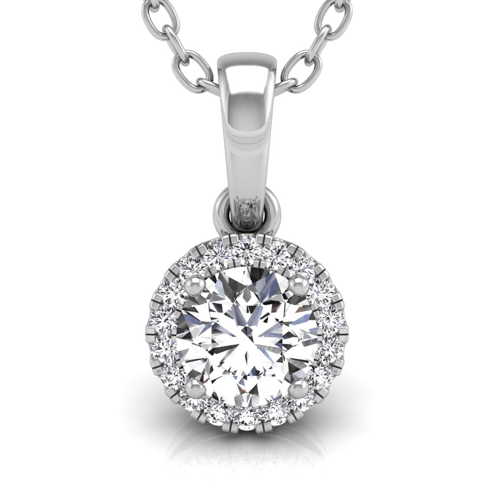 18K Halo Diamond Pendant — FRONT