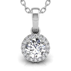 18K Halo Diamond Pendant — FRONT