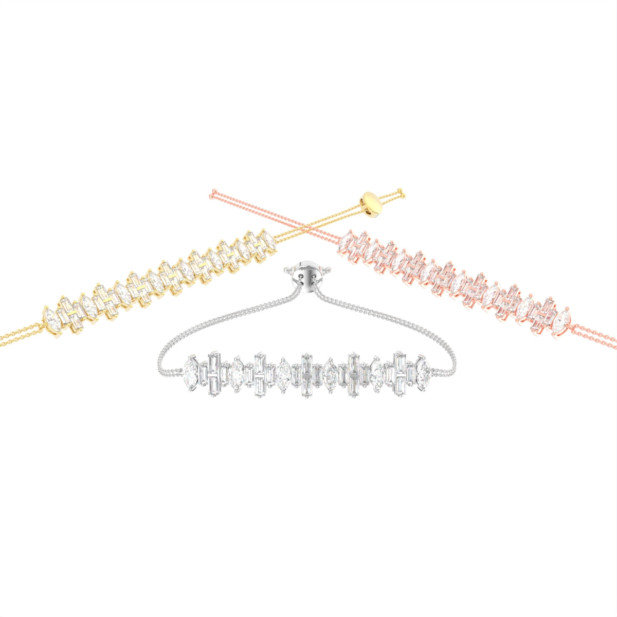 18K Gold Marquise Diamond Bracelet — 3 COLOR