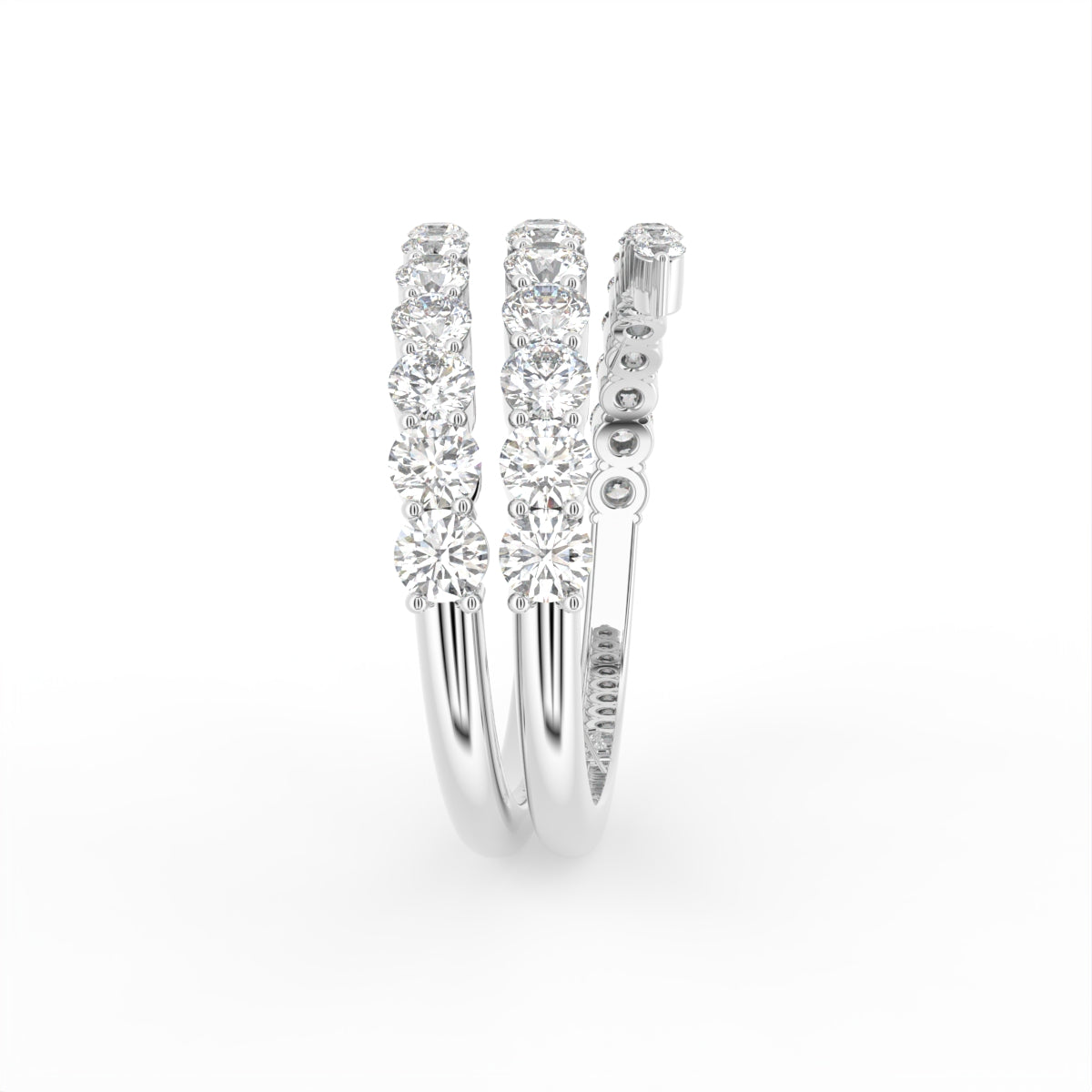 18K Spiral Pave Diamond Ring — SIDE