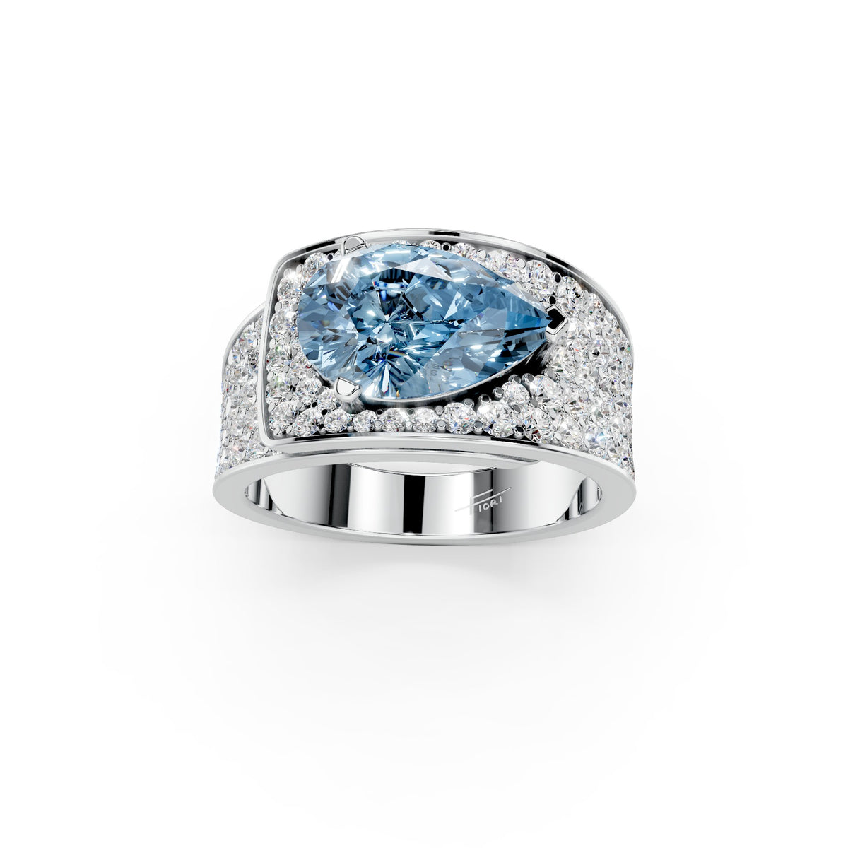 vimg:FJ1138|18K White Gold Bespoke Pear Diamond Ring — TOP
