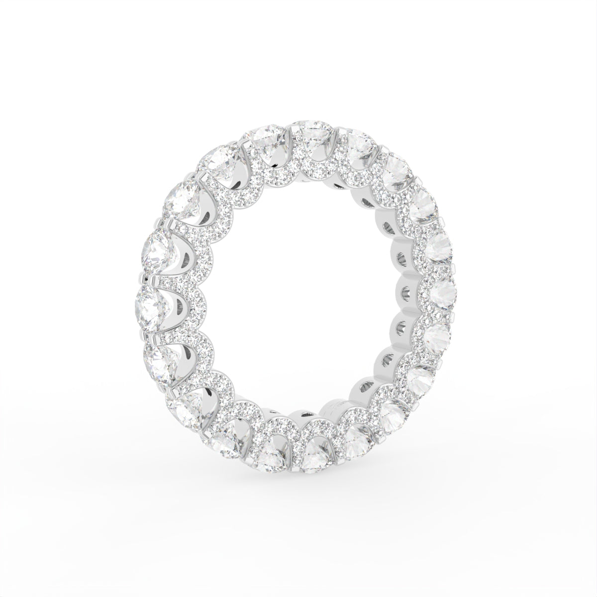 18K Full Eternity Round Diamond Ring — 3D VIEW