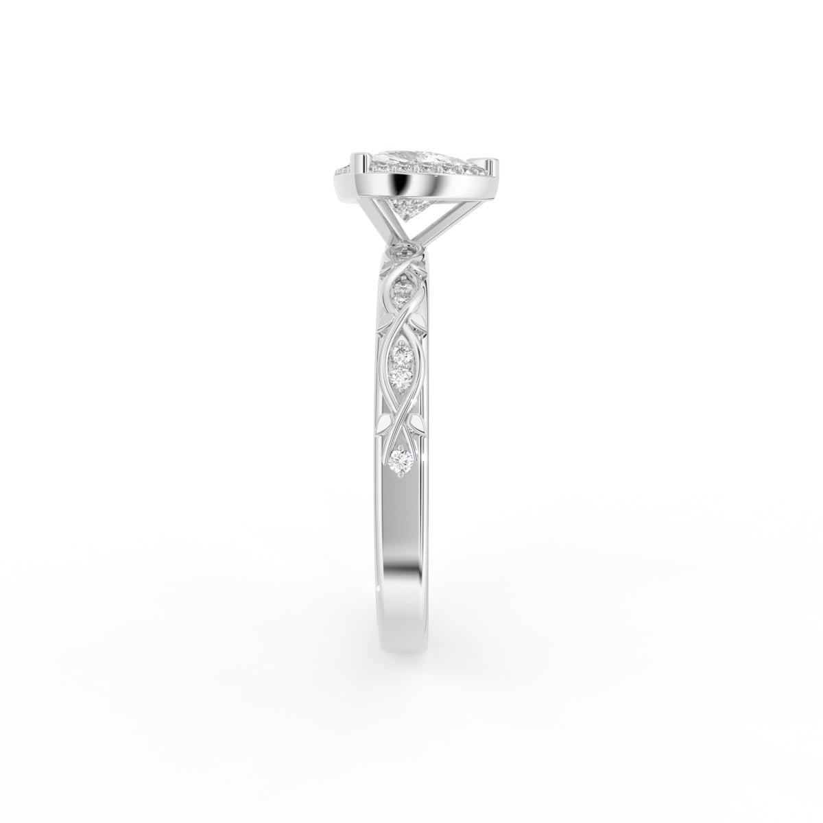 18K Halo Trillion Diamond Ring — SIDE