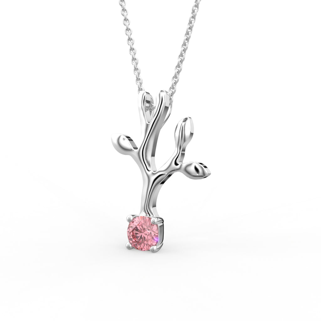 vimg:FJ6560|vimg:FJ6561|vimg:FJ6562|18K Antler Round Pink Diamond Pendant — 3D VIEW