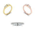 18K White Gold Baguette Diamond Ring — 3 COLOR