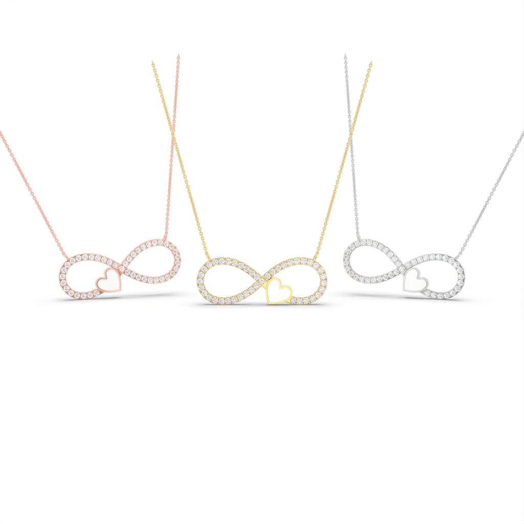 18K Infinity Heart Diamond Pendant — 3 COLOR