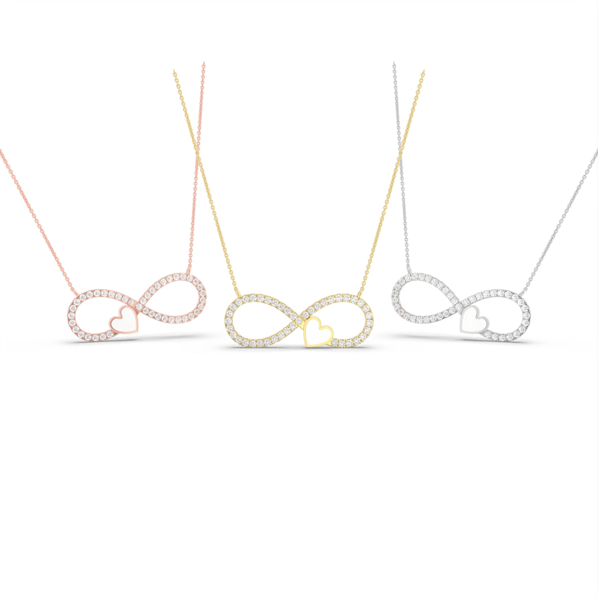 18K Infinity Heart Diamond Pendant — 3 COLOR