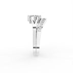 18K Bespoke Emerald Cut Diamond Trilogy Ring Set — SIDE