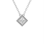 18K Solitaire Princess Diamond Pendant — 3D VIEW