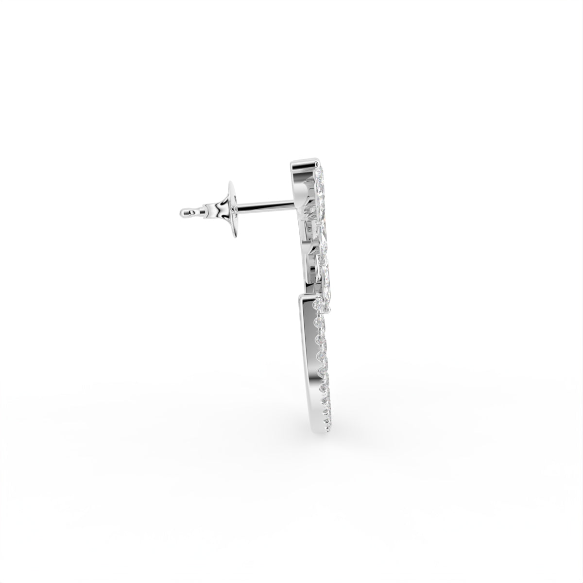 18K Mixed Cut Hoop Diamond Earrings — SIDE VIEW