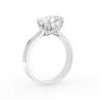 18K White Gold Solitaire Emerald Diamond Engagement Ring — 3D VIEW