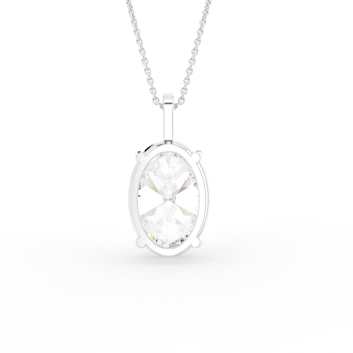 18K Solitaire Oval Diamond Pendant — BACK