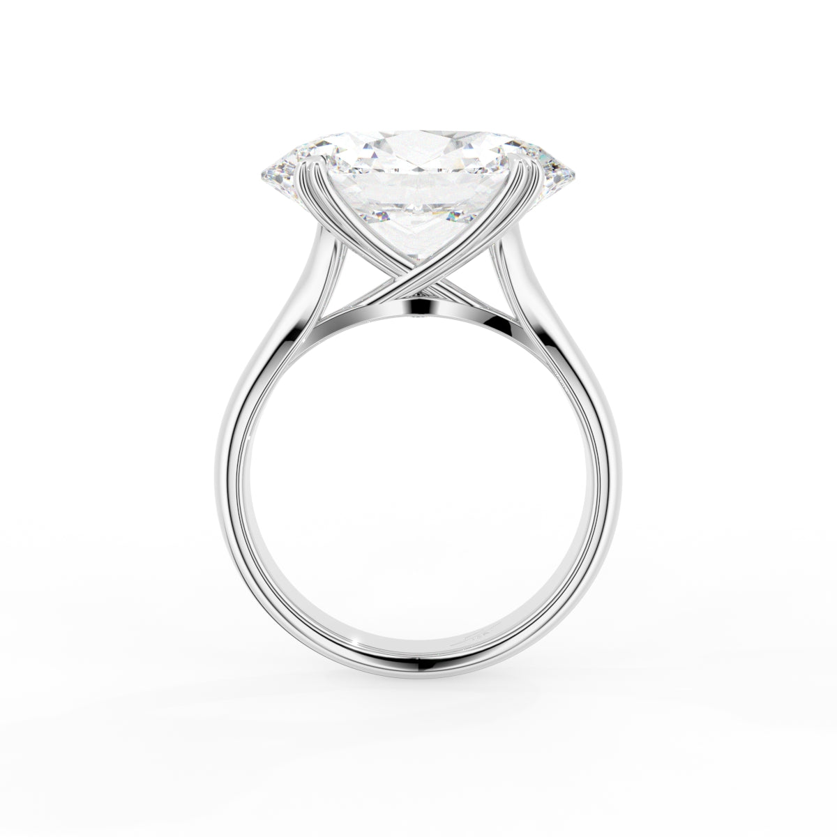 18K Oval Solitaire Diamond Engagement Ring — FRONT