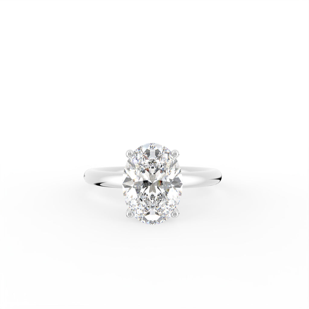 18K Solitaire Oval Diamond Engagement Ring — TOP