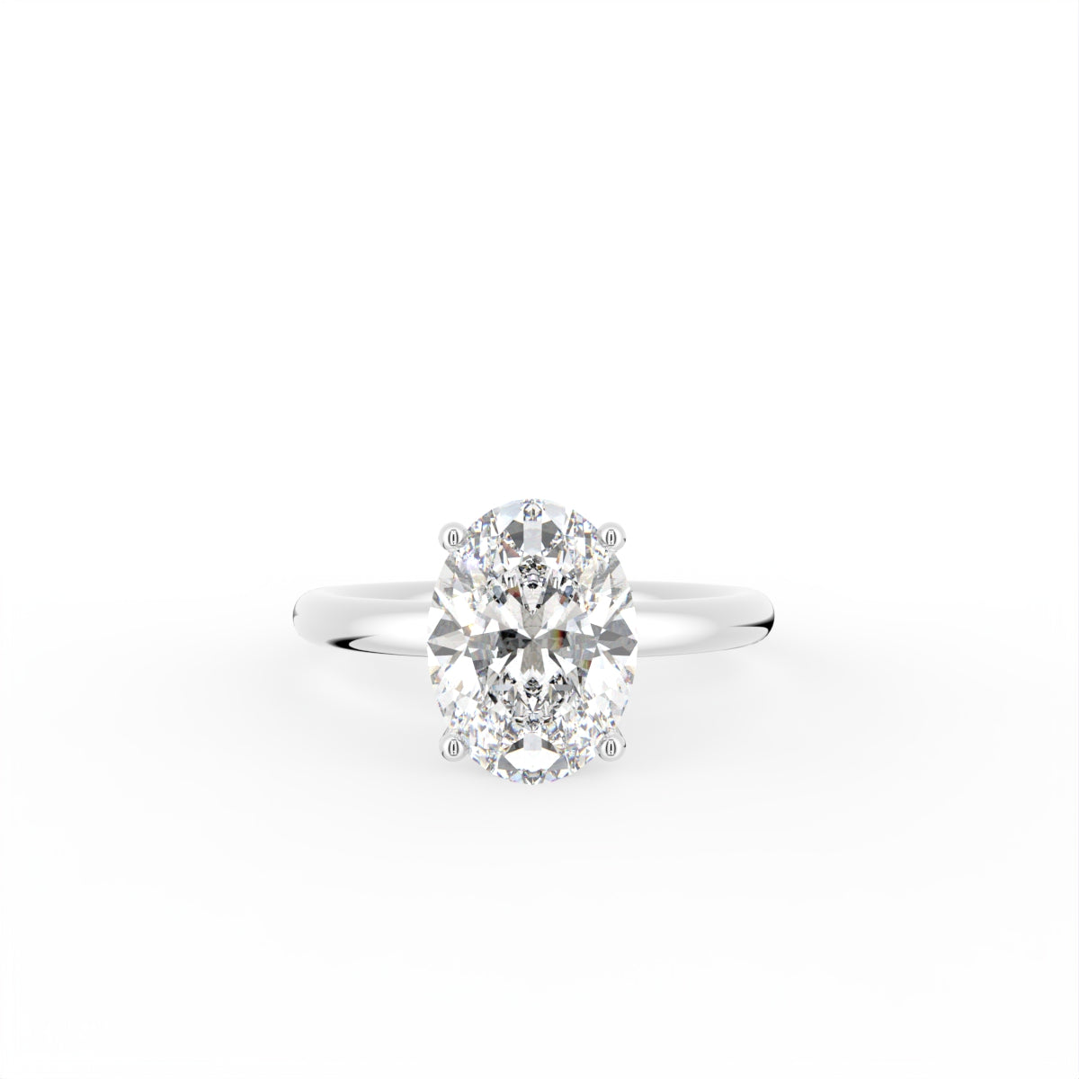 18K Solitaire Oval Diamond Engagement Ring — TOP