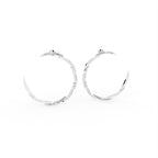 18K White Gold Round Diamond Moon Earrings — 3D VIEW