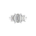 18K White Gold Trilogy Emerald Diamond Engagement Ring — TOP
