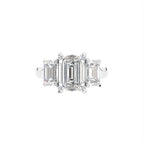 18K White Gold Trilogy Emerald Diamond Engagement Ring — TOP