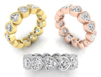 18K Full Eternity Heart Diamond Ring — 3 COLOR