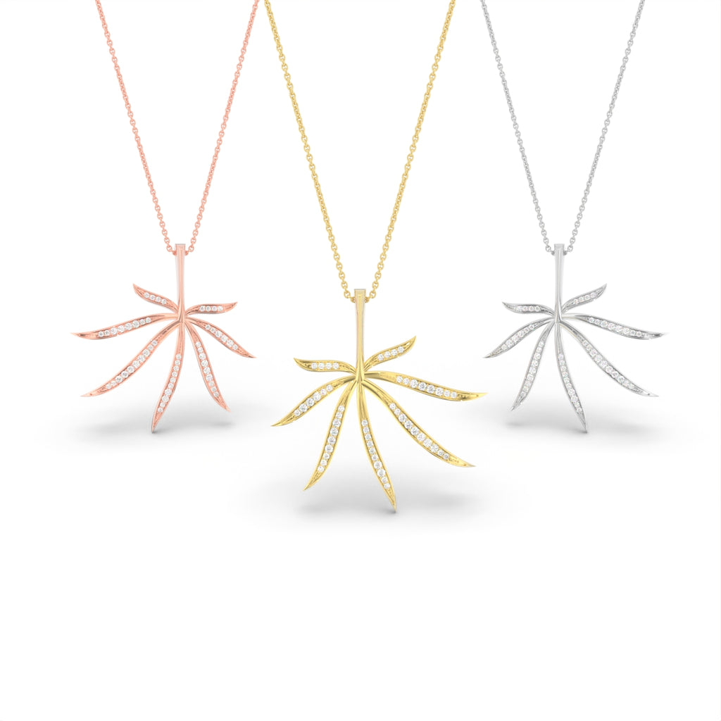 14K White Gold Round Diamond Pendant — 3 COLOR