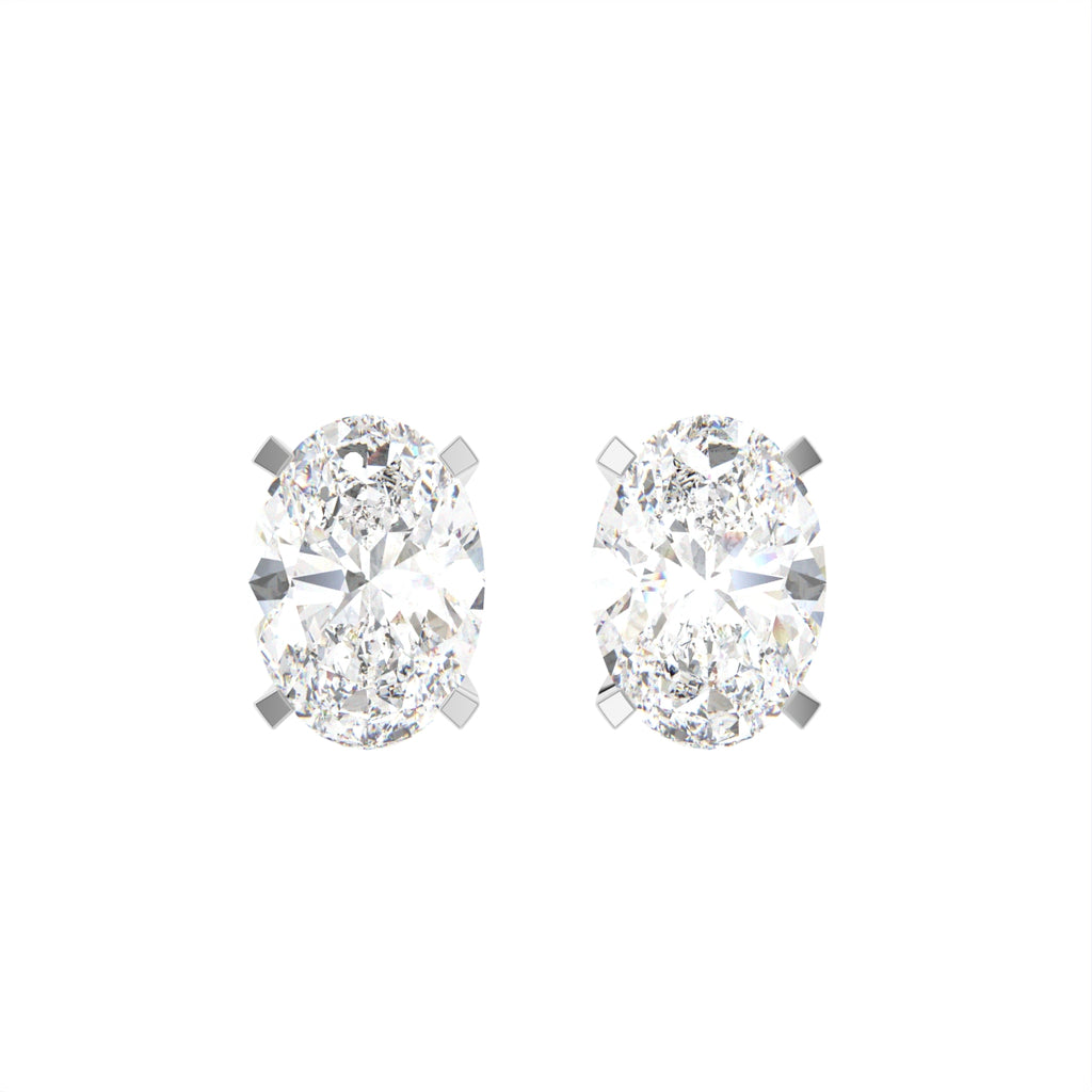 18K Solitaire Oval Diamond Earrings — TOP