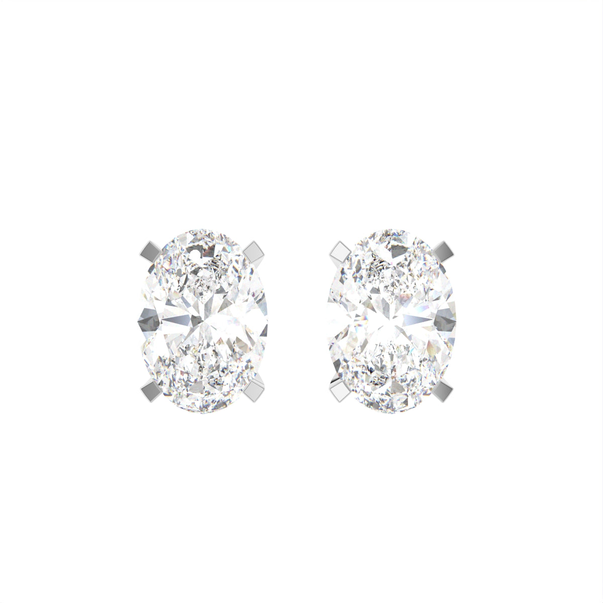 18K Solitaire Oval Diamond Earrings — TOP
