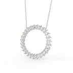 18K White Gold Geometric Marquise Diamond Pendant — 3D VIEW