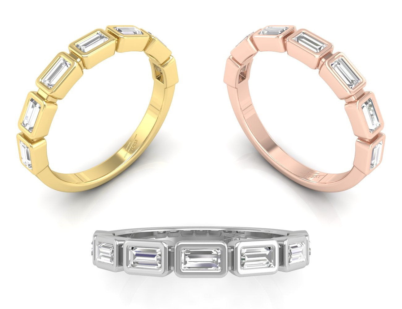 vimg:FJ2823|vimg:FJ2824|18K Baguette Eternity Diamond Ring — 3 COLOR