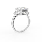 18K White Gold Trilogy Emerald Diamond Ring — 3D VIEW
