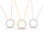 18K Circle Round Diamond Pendant — 3 COLOR