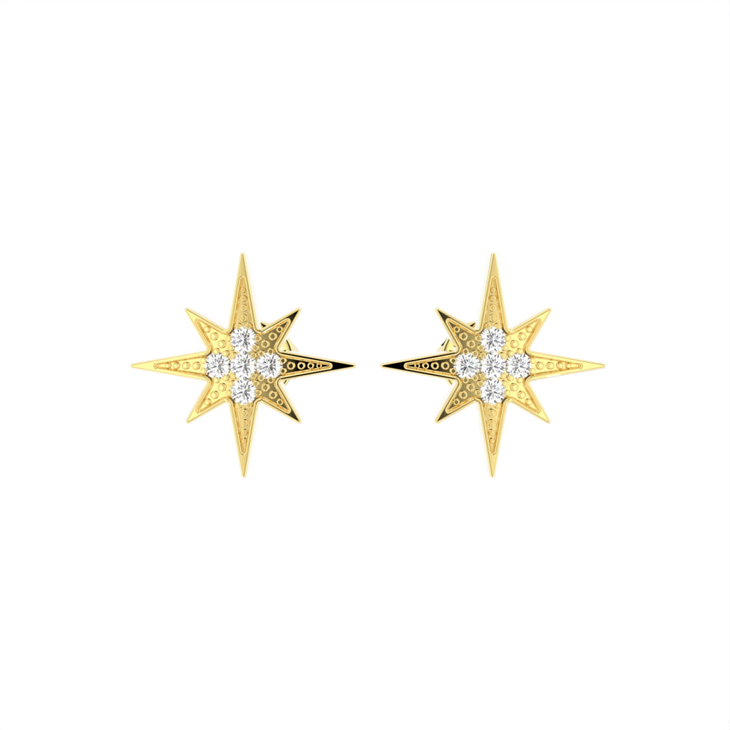 18K Polar Star Diamond Earrings — TOP