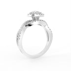 18K Halo Round Diamond Engagement Ring — 3D VIEW