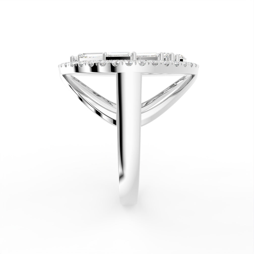 18K White Gold Bespoke Baguette Diamond Ring — SIDE