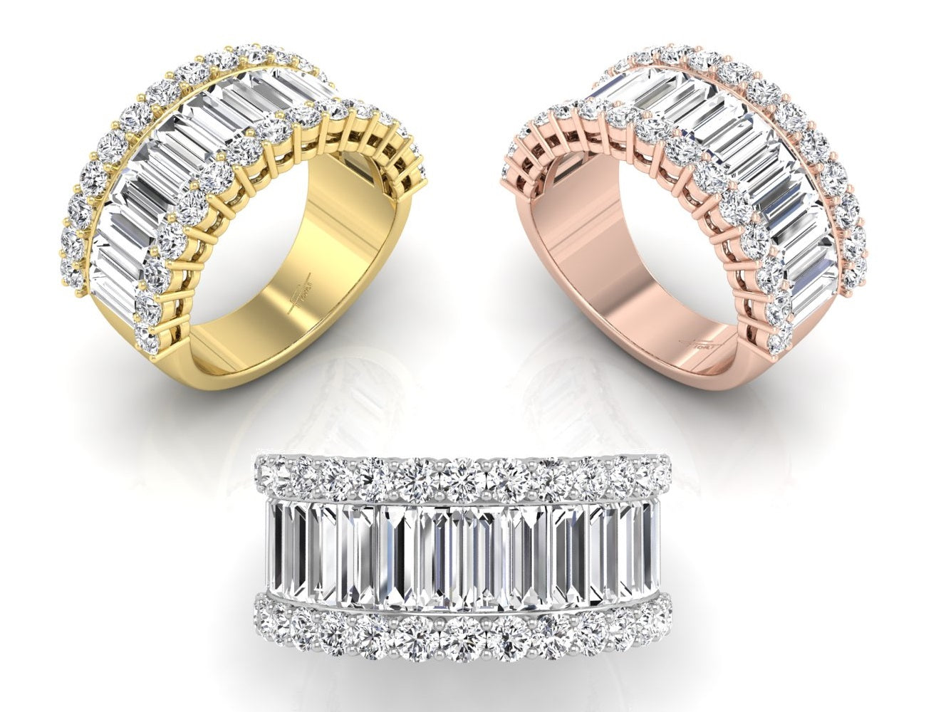 18K Eternity Baguette Diamond Ring — 3 COLOR