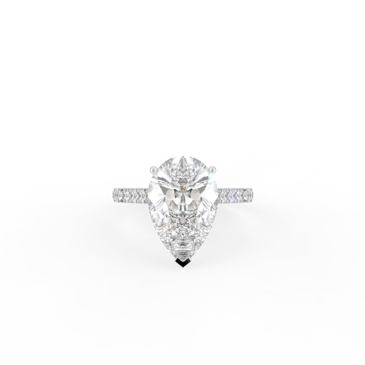 18K Solitaire Pear Diamond Engagement Ring — TOP