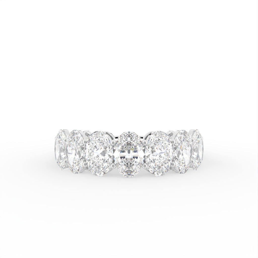 18K Half Eternity Oval Diamond Ring — TOP