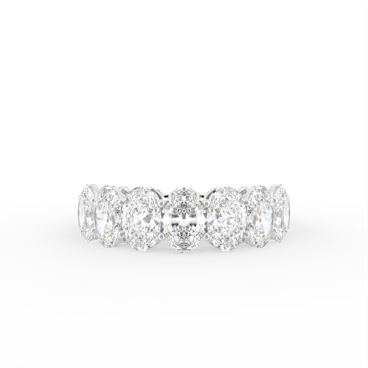 18K Half Eternity Oval Diamond Ring — TOP