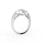 18K Bespoke Round Halo Diamond Ring — 3D VIEW