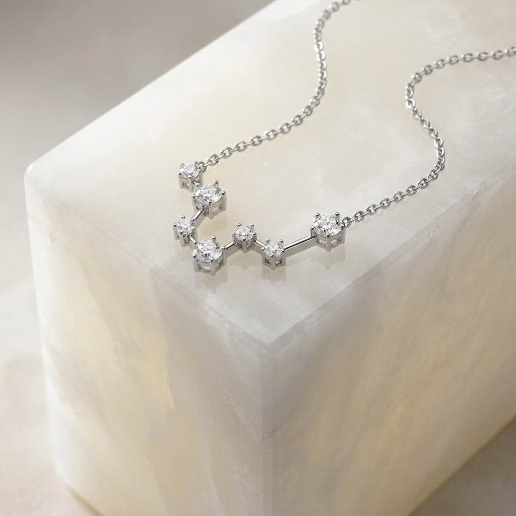 18K Rose Gold Constellation Round Diamond Pendant