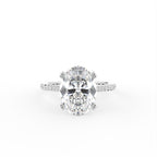 18K Oval Solitaire Pavé Diamond Engagement Ring — TOP