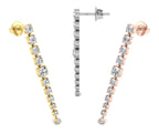 18K Round Diamond Drop Earrings — 3 COLOR