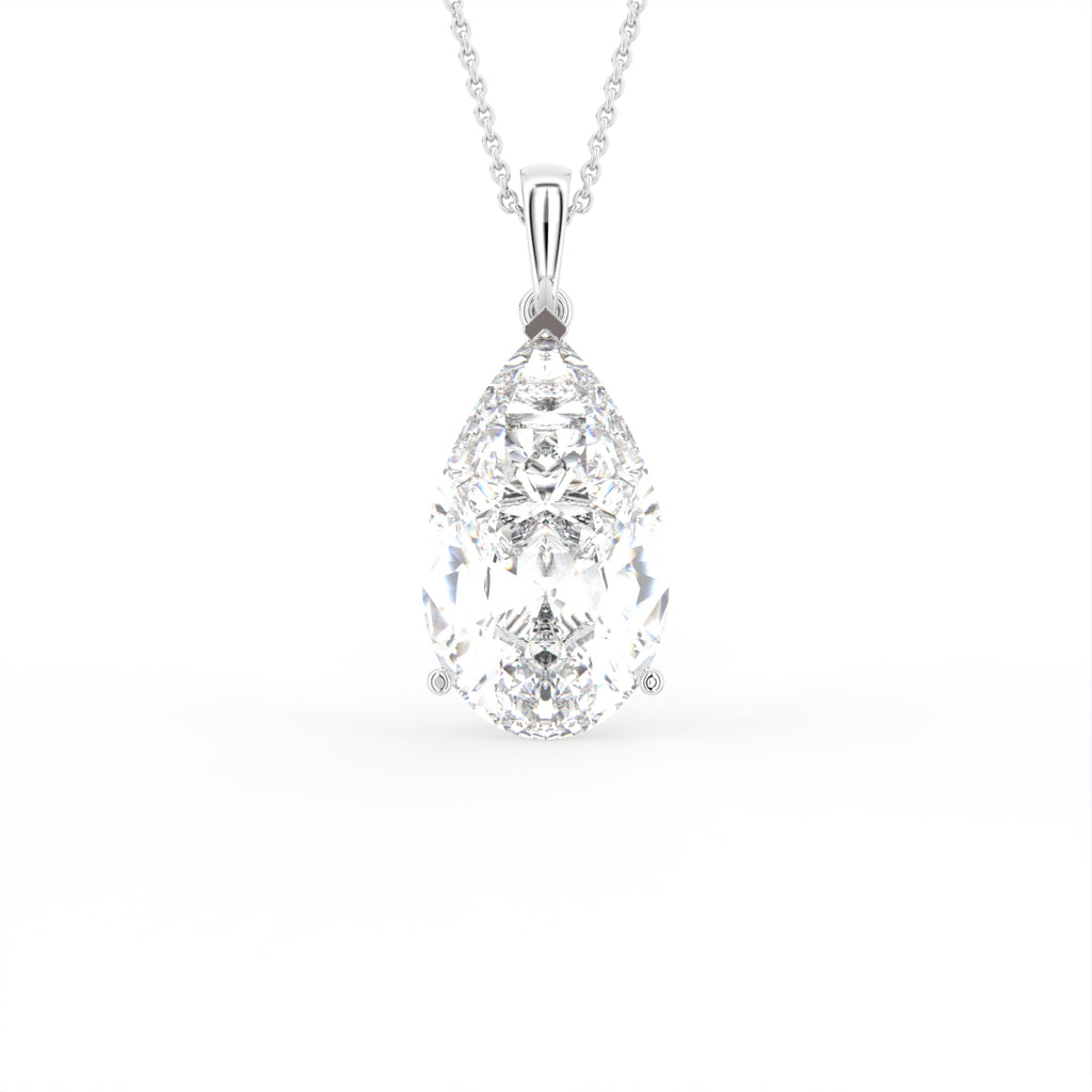 18K Pear Diamond Pendant — FRONT