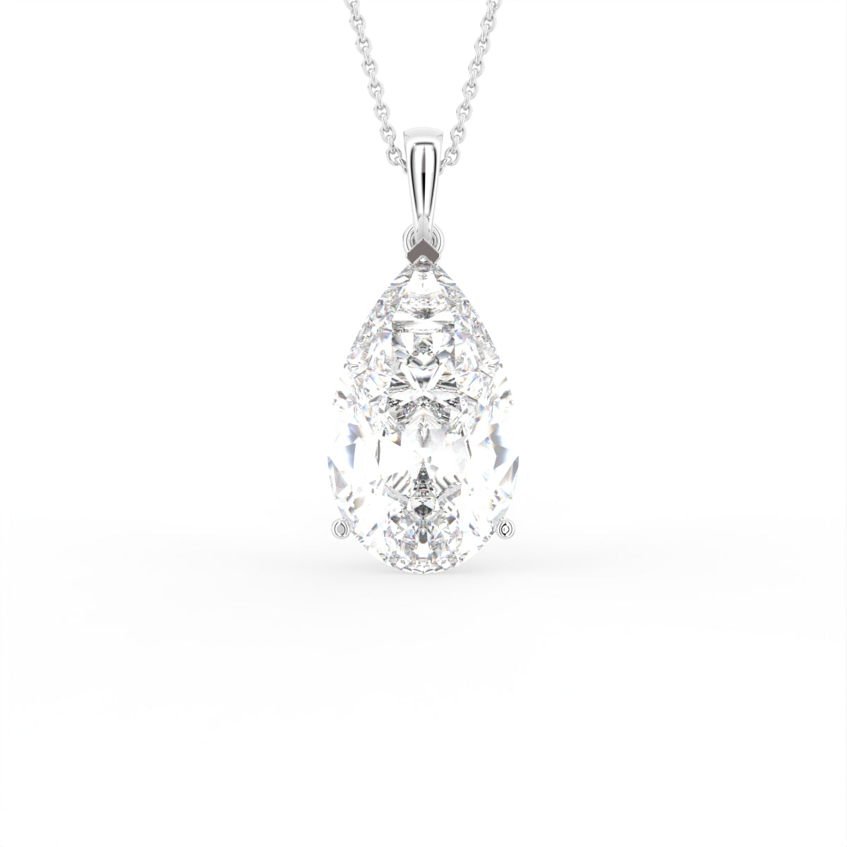 18K Pear Diamond Pendant — FRONT