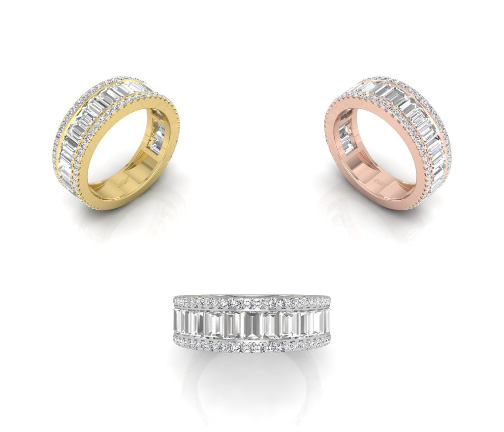 18K White Gold Eternity Baguette Diamond Ring — 3 COLOR